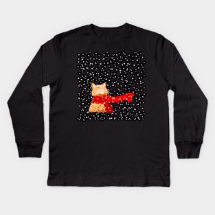 Tabby loves Snow.... Kids Long Sleeve T-Shirt